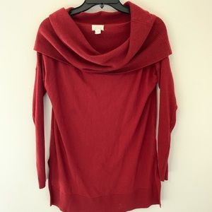 Caslon Red Side Slit Convertible Cowl Neck Tunic | S